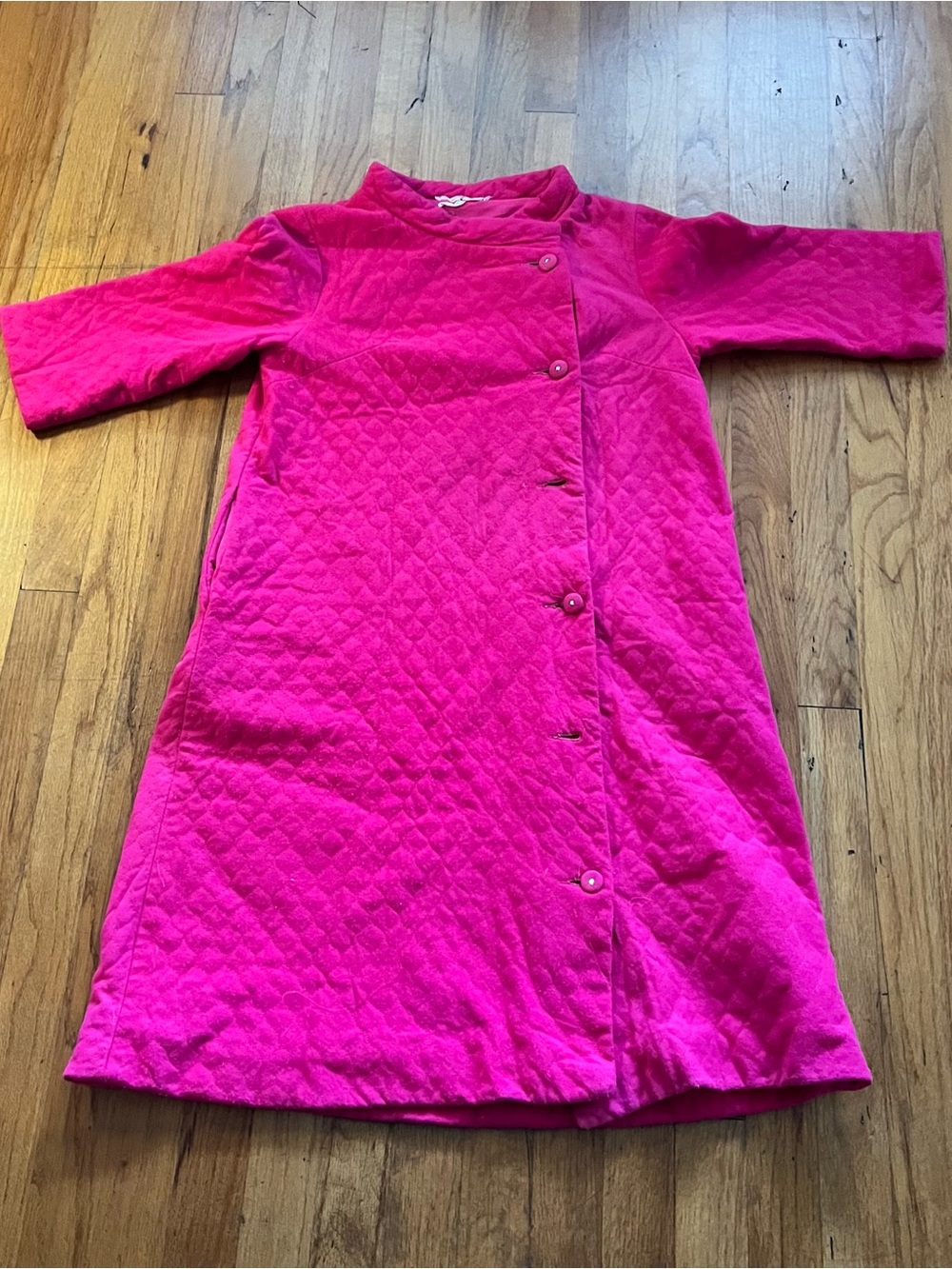 Vintage Hot Pink Quilted Robe Coat